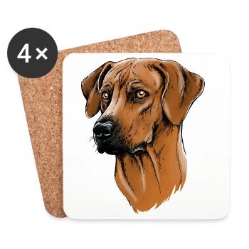 Rhodesian Ridgeback - Dessous de verre (lot de 4) - blanc - Devant