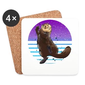 Otter Retro - Untersetzer (4er-Set) - Weiß - Vorne