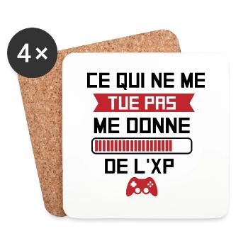 Ce Qui Ne Me Tue Pas Me Donne De L'Xp Humour Geek - Dessous de verre (lot de 4) - blanc - Devant