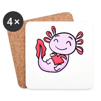Axolotl Herz - Untersetzer (4er-Set) - Weiß - Vorne
