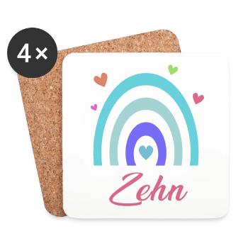 10. Geburtstag Regenbogen - Untersetzer (4er-Set) - Weiß - Vorne