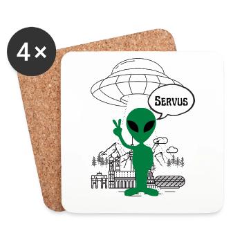 Servus Alien ART - Untersetzer (4er-Set) - Weiß - Vorne