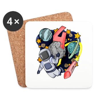 4 birthday boy - 4 years old - I am 4 - Coasters (set of 4) - white - Front