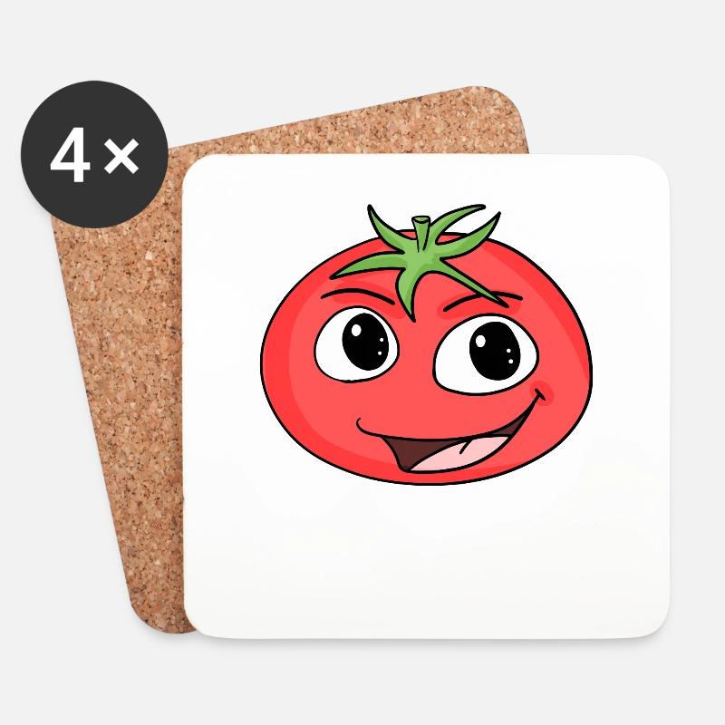 Tomate - Untersetzer (4er-Set) - Weiß
