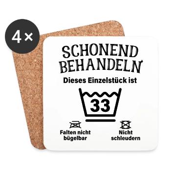 Schonend Behandeln 33. Geburtstag Einzelstück 33 - Untersetzer (4er-Set) - Weiß - Vorne