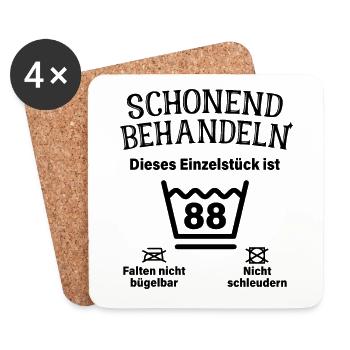 Schonend Behandeln 88. Geburtstag Einzelstück 88 - Untersetzer (4er-Set) - Weiß - Vorne