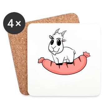 Wurst Ziege Ziegenbock - Untersetzer (4er-Set) - Weiß - Vorne
