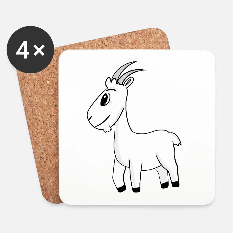 Ziegenbock Bock - Untersetzer (4er-Set) - Weiß