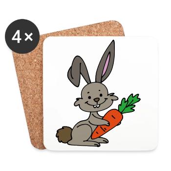 Lapin à la carotte - Dessous de verre (lot de 4) - blanc - Devant