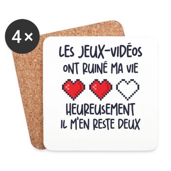 Les Jeux Vidéos Ont Ruiné Ma Vie Humour Geek - Dessous de verre (lot de 4) - blanc - Devant
