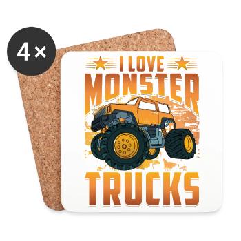 J’adore les Monster Trucks - Dessous de verre (lot de 4) - blanc - Devant