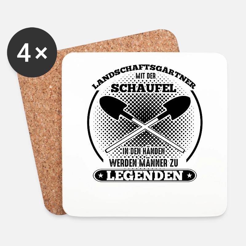 Landschaftsgärtner mit der Schaufel in den Händen - Untersetzer (4er-Set) - Weiß