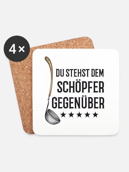 Lustiger Koch Spruch Köche Chefkoch Hobbykoch - Untersetzer (4er-Set) - Weiß
