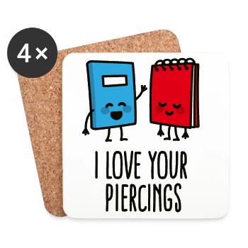 Funny piercers, piercing, I love your piercings - Coasters (set of 4) - white - Front