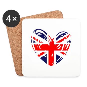 Union Jack Heart | UK Flag | British - Coasters (set of 4) - white - Front
