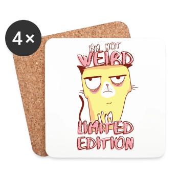 Annoyed Cartoon Cat - Limited Edition - Saying - Coasters (set of 4) - white - Front