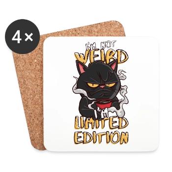 Cartoon Cat with Coffee Mug - Limited Edition - Coasters (set of 4) - white - Front