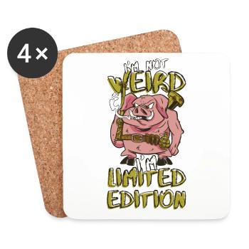 Cool Cartoon Pig - Limited Edition - Saying - Coasters (set of 4) - white - Front