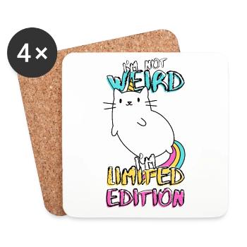 Kittycorn Cartoon Einhorn-Katze - Limited Edition - Untersetzer (4er-Set) - Weiß - Vorne