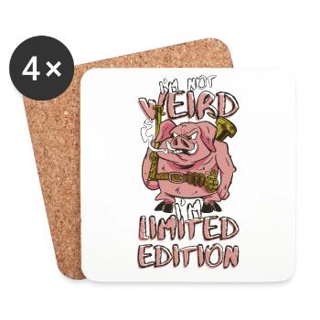 Cool Cartoon Pig - Limited Edition - Saying - Coasters (set of 4) - white - Front
