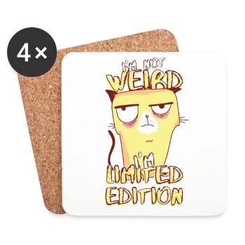 Annoyed Cartoon Cat - Limited Edition - Saying - Coasters (set of 4) - white - Front