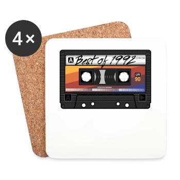 Best Of 1992 Mixtape Cassette 90s Party Mix - Dessous de verre (lot de 4) - blanc - Devant