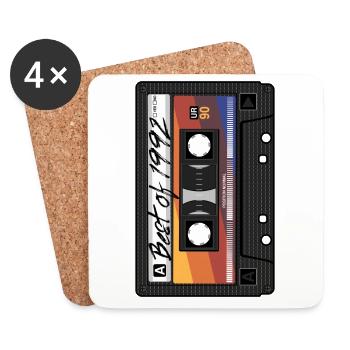 Best Of 1992 Mixtape Cassette 90s Party Mix - Dessous de verre (lot de 4) - blanc - Devant