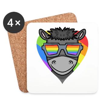 LGBT Tier Esel Regenbogen - Untersetzer (4er-Set) - Weiß - Vorne