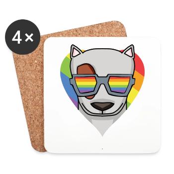 Chien LGBT Bull Terrier Rainbow - Dessous de verre (lot de 4) - blanc - Devant