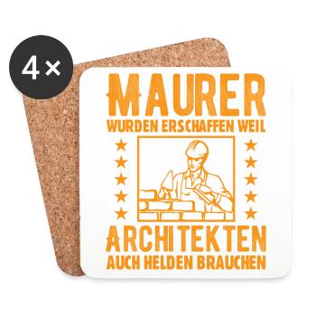 Maurer Lustige Sprüche - Untersetzer (4er-Set) - Weiß - Vorne
