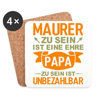 Lustige Sprüche Maurer Vater Papa - Untersetzer (4er-Set) - Weiß - Vorne