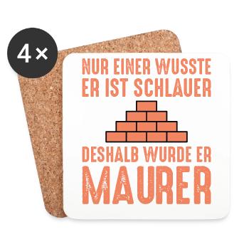 Maurer Lustige Sprüche - Untersetzer (4er-Set) - Weiß - Vorne