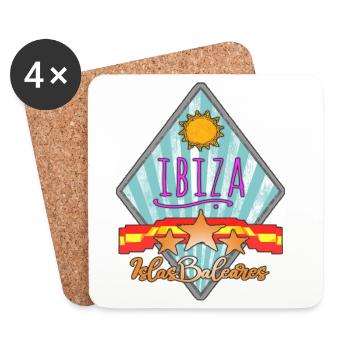 Escapade sur l’île d’Ibiza Design rétro - Dessous de verre (lot de 4) - blanc - Devant