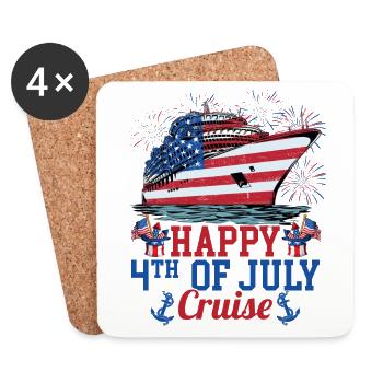 Joyeux 4 juillet Cruising USA Flag - Dessous de verre (lot de 4) - blanc - Devant