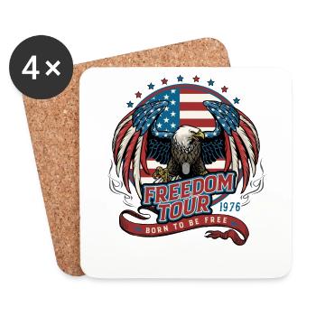 Freedom Tour 1776 Vintage Style Fourth Of July - Coasters (set of 4) - white - Front