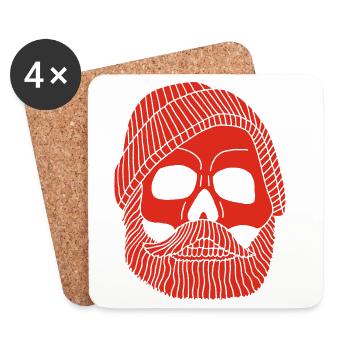 Red fisherman's skull - Coasters (set of 4) - white - Front