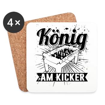 König am Kicker Herren T-Shirt für Kicker Spieler - Untersetzer (4er-Set) - Weiß - Vorne