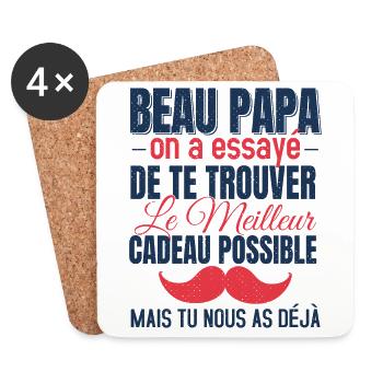 Beau Papa Meilleur Cadeau Fête Des Pères Original - Dessous de verre (lot de 4) - blanc - Devant