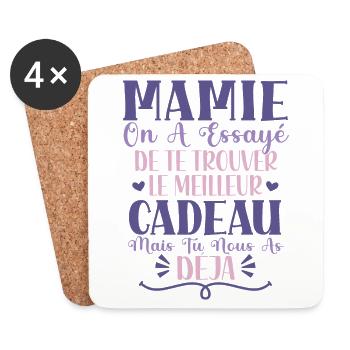 Mamie Cadeau Fête Des Grands Mères Personnalisé - Dessous de verre (lot de 4) - blanc - Devant