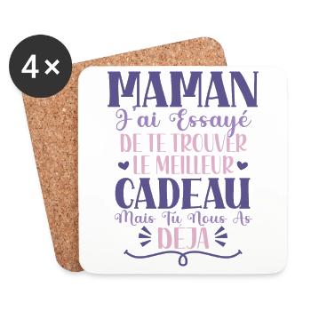 Maman Cadeau Fête Des Mères Personnalisé - Dessous de verre (lot de 4) - blanc - Devant
