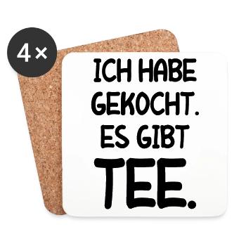 Lustiger Tee Spruch Tasse Früchtetee Fun Geschenk - Untersetzer (4er-Set) - Weiß - Vorne