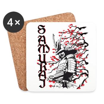 Samurai mit Kirschblüten - Untersetzer (4er-Set) - Weiß - Vorne