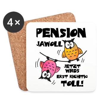 Geschenk Rente Pension Mann Frau Rentner - Untersetzer (4er-Set) - Weiß - Vorne