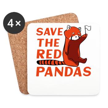 Save the Red Pandas - Coasters (set of 4) - white - Front