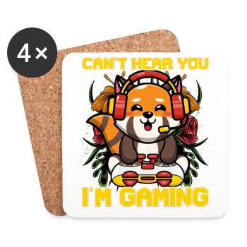 Can't hear you I'm gaming Katzenbär - Coasters (set of 4) - white - Front