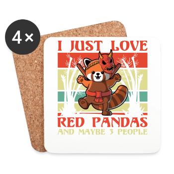I just Love Red Panda and maybe 3 People - Untersetzer (4er-Set) - Weiß - Vorne