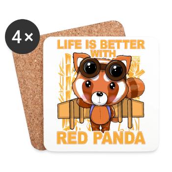 Life is better with Red Panda - Untersetzer (4er-Set) - Weiß - Vorne
