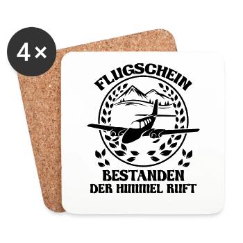 Flugschein bestanden der Himmel ruft - Untersetzer (4er-Set) - Weiß - Vorne