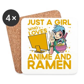 Just a Girl who loves Anime and Ramen - Coasters (set of 4) - white - Front