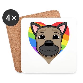 LGBT Hund Deutscher Schäferhund Regenbogen - Untersetzer (4er-Set) - Weiß - Vorne